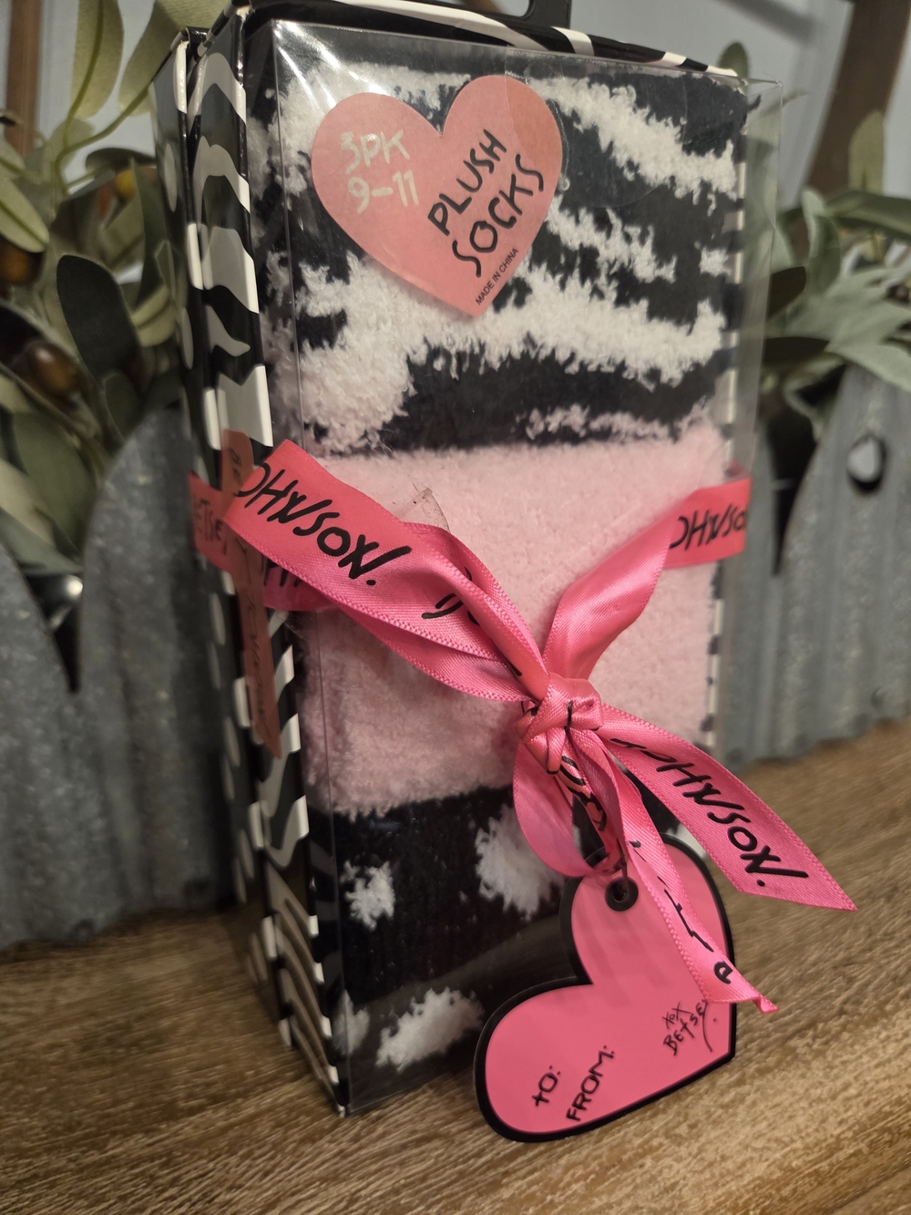 Betsey Johnson Pink & Black Plush Socks 3-Pack - Picture 2 of 3